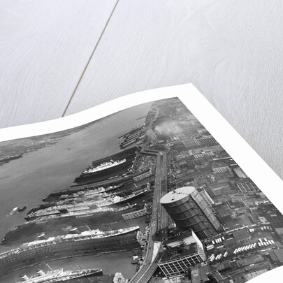 View of West Side Piers at New York City Harbor by Anonymous