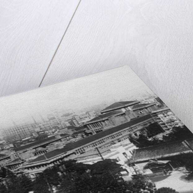Rooftops and Tree Lines in Japanese City View by Anonymous