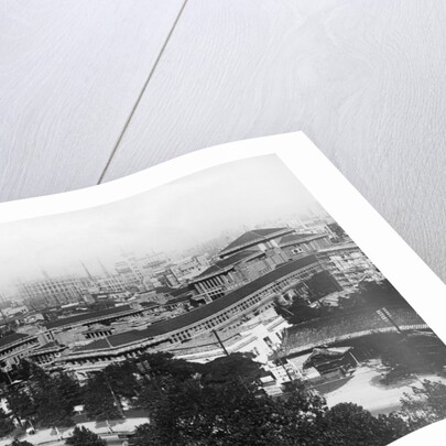 Rooftops and Tree Lines in Japanese City View by Anonymous