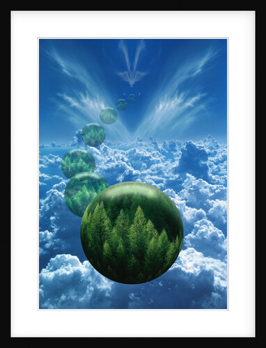 Tree Globes Floating Over Clouds by Anonymous