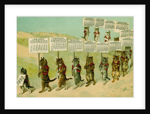 1897 Calendar with Parading Cats by Anonymous