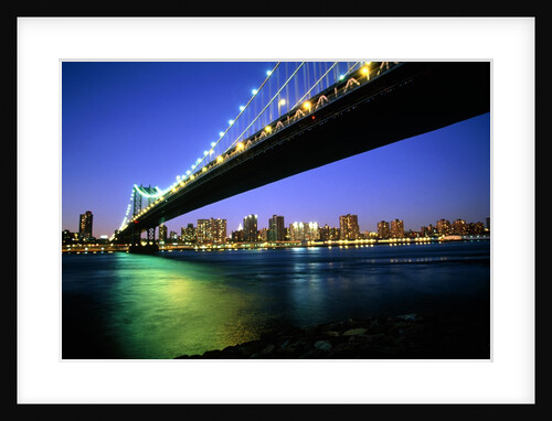 Manhattan Bridge and Skyline at Dusk by Anonymous