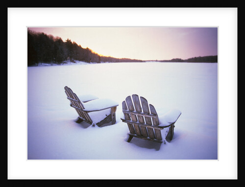 Two Snow-covered Chairs Outdoors by Anonymous