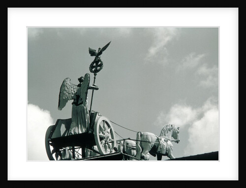 Quadriga of the Brandenburg Gate against clouded sky, Berlin, Germany by Anonymous