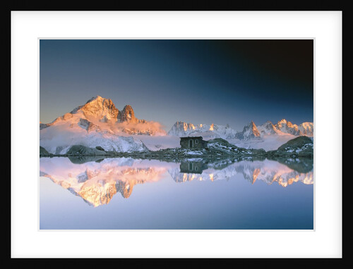 Aiguille Verte and and Mont Blanc Massif reflected in Lac Blanc at sunset by Anonymous