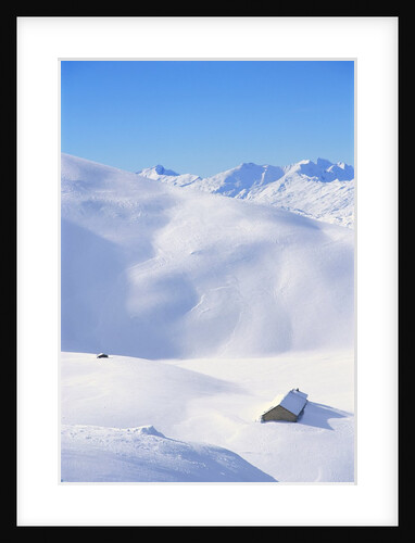 Hut in mountains, winter, Lenzerheide, Graubunden Canton, Switzerland by Anonymous