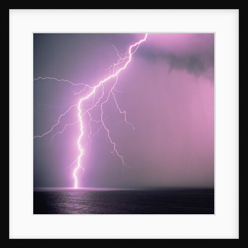 Lightning across the sea by Anonymous