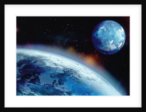 PLANET EARTH TWO WORLD COMPUTER GRAPHIC by Anonymous