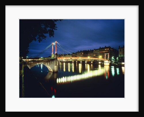 St. Georges Bridge over River Sa?ne at night, France, Rhone-Alpes, Lyon by Anonymous