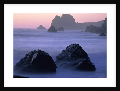 USA, California, Redwood National Park, Rocky shore with surf, dusk by Anonymous