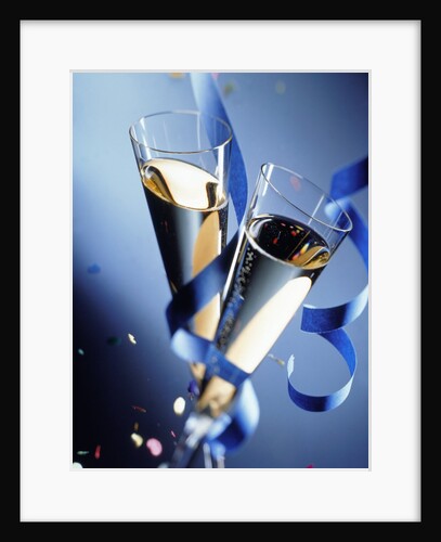 Two champagne glasses and ribbons by Anonymous