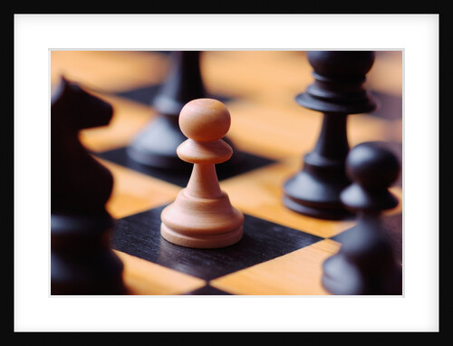 Chess pieces on chessboard by Anonymous
