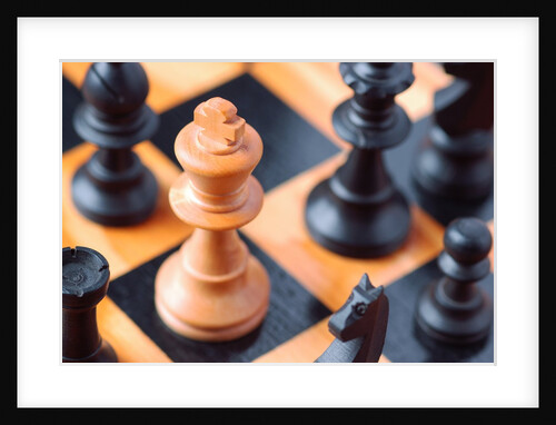 Chess pieces on chessboard by Anonymous