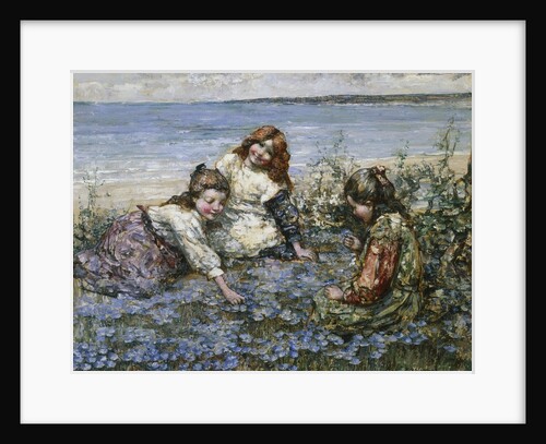 Young Girls in a Field of Cornflowers by Edward Atkinson Hornel