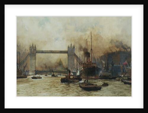 Shipping by Tower Bridge, London, England by Charles Dixon