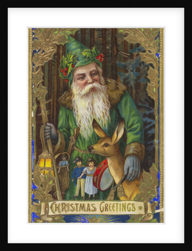 Christmas Greetings Postcard with Father Christmas by Anonymous