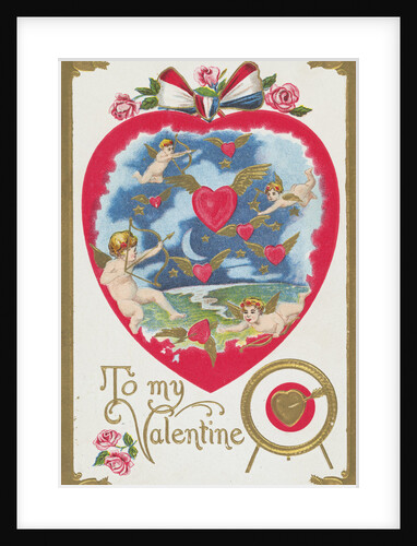 To My Valentine Postcard with Cupids and Hearts by Anonymous