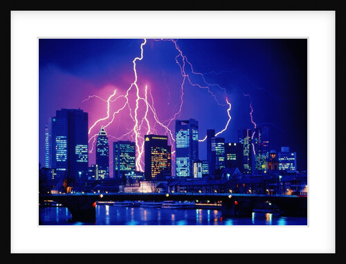 Lightning over the skyline of Frankfurt/Main by Anonymous