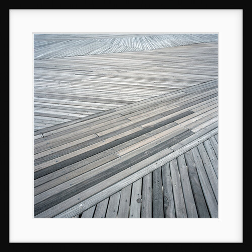 High angle view of wooden deck with planks set at an angle by Anonymous
