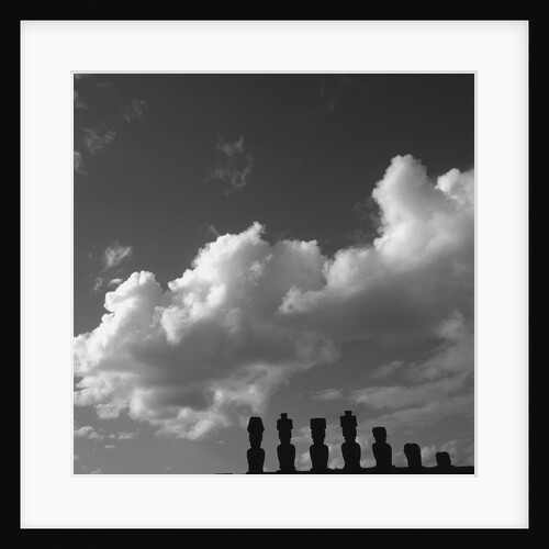 Distant view of Moai statues, Easter Island, Chile by Anonymous