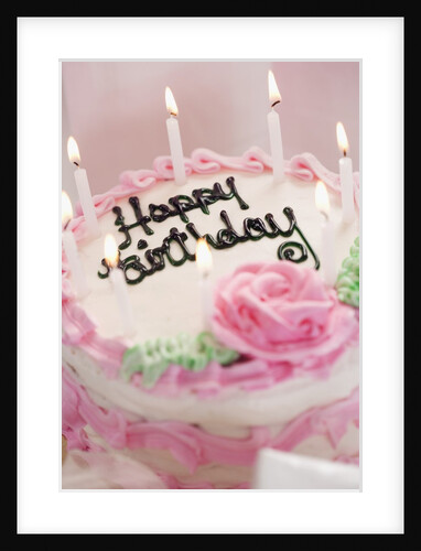 Birthday Cake With Lit Candles by Anonymous