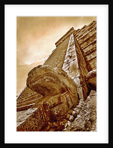 Serpent Head and Long Stairway on Pyramid of Kukulcan by Anonymous
