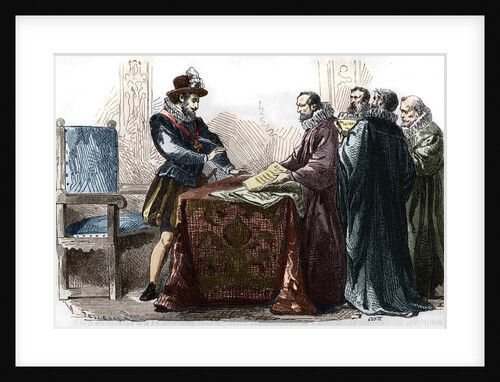 Illustration of Henry IV Signing the Edict of Nantes by Anonymous