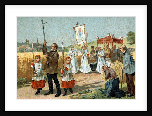 Trade Card of a Religious Procession in Berry, France by Anonymous