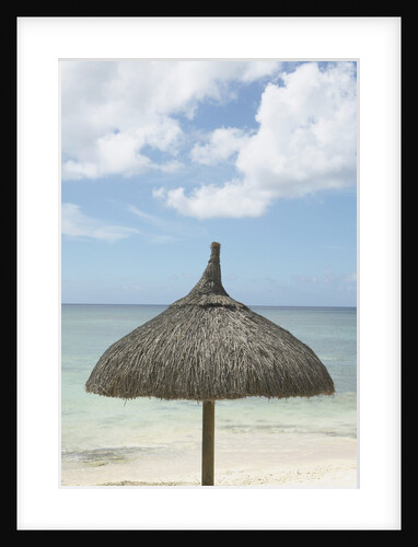 View of a tropical umbrella on a beach by Anonymous