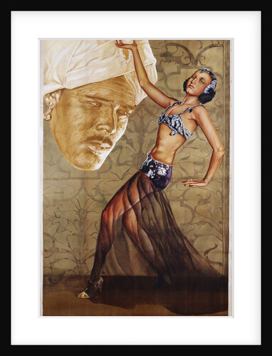 Poster with a Belly Dancer and a Man in a Turban by Anonymous