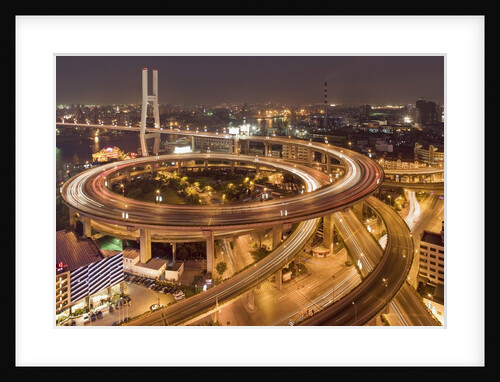 Nanpu Bridge and Highway Overpasses at Night by Anonymous