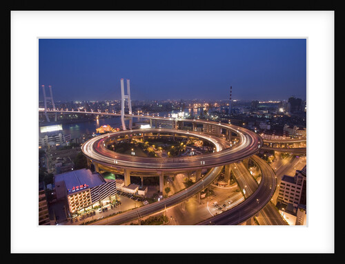 Nanpu Bridge and Highway Overpasses at Night by Anonymous