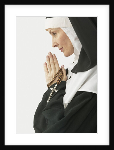 Praying Nun Holding Rosary by Anonymous