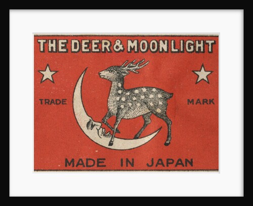 The Deer and Moonlight Matchbox Label by Anonymous