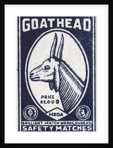 Goat Head Indian Matchbox Label by Anonymous