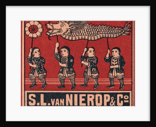 Chinese Matchbox Label with Children Holding a Parade Dragon by Anonymous