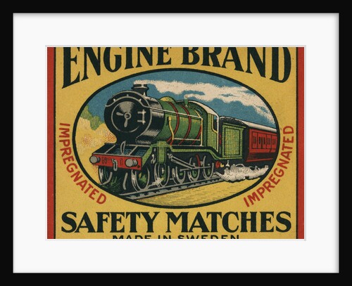 Engine Brand Swedish Matchbox Label by Anonymous