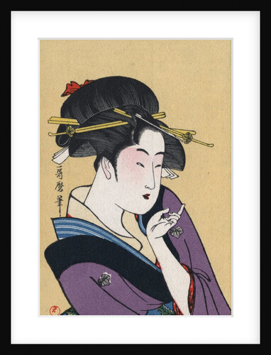 Japanese Matchbox Label with a Beckoning Woman by Anonymous