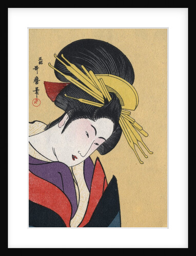 Japanese Matchbox Label with a Woman Wearing Traditional Hair Ornaments by Anonymous