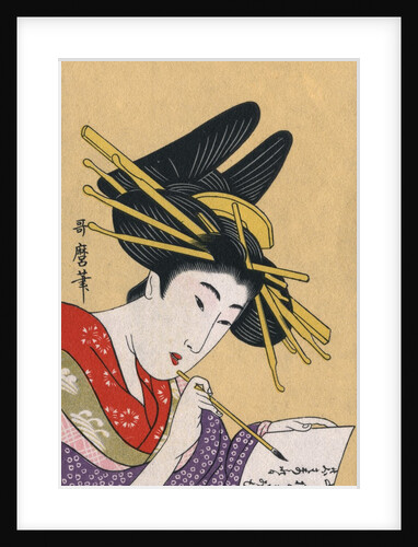 Japanese Matchbox Label with a Woman Painting by Anonymous