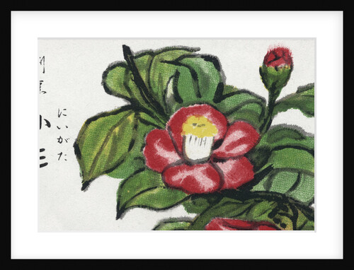 Japanese Matchbox Label with Pink Flower by Anonymous