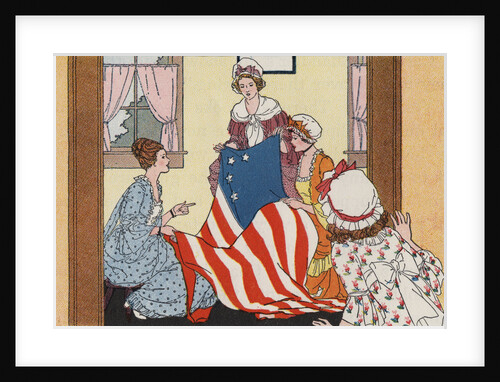 Illustration of Betsy Ross Making the First American Flag by Anonymous