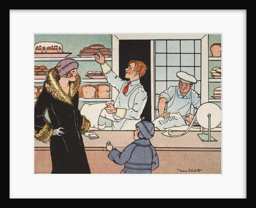 Illustration of a Mother and Child at a Bakery by Marie Schubert
