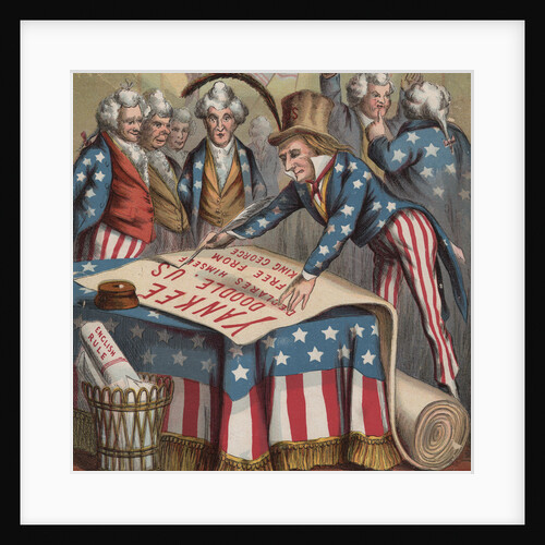 19th-Century Illustration of Uncle Sam Signing a Declaration of Independence by Anonymous