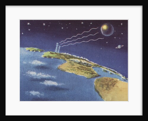 Biekens Pictorial Sticker with Beams Sent from Earth to Another Planet by Anonymous