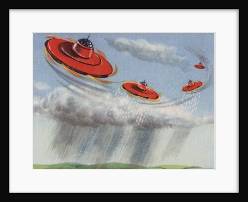 Biekens Pictorial Sticker with Flying Saucers by Anonymous