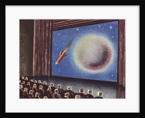 Biekens Pictorial Sticker with People Watching an Outer Space Movie by Anonymous