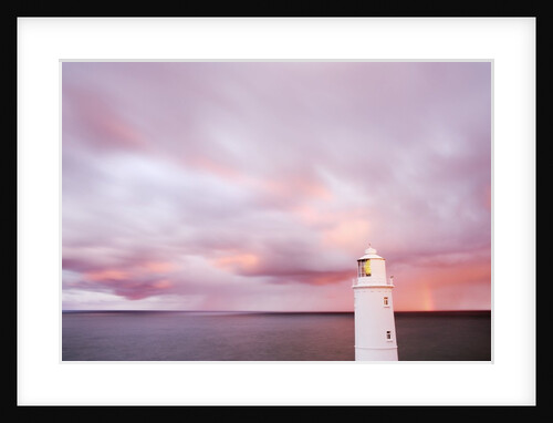 Lighthouse and Sunrise in Distance by Anonymous
