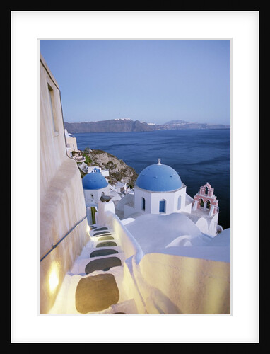 Whitewashed Stairs and Hillside Town by Anonymous