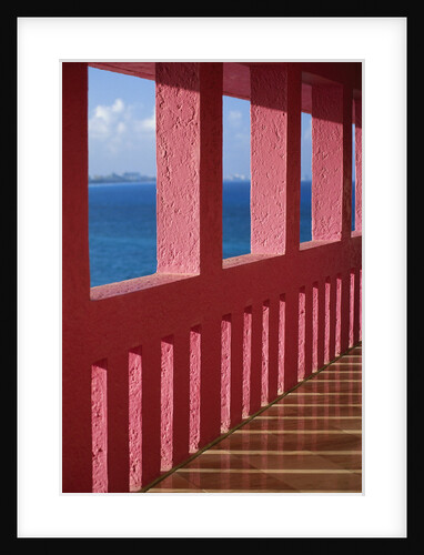 Bright Pink Railing and Ocean View by Anonymous